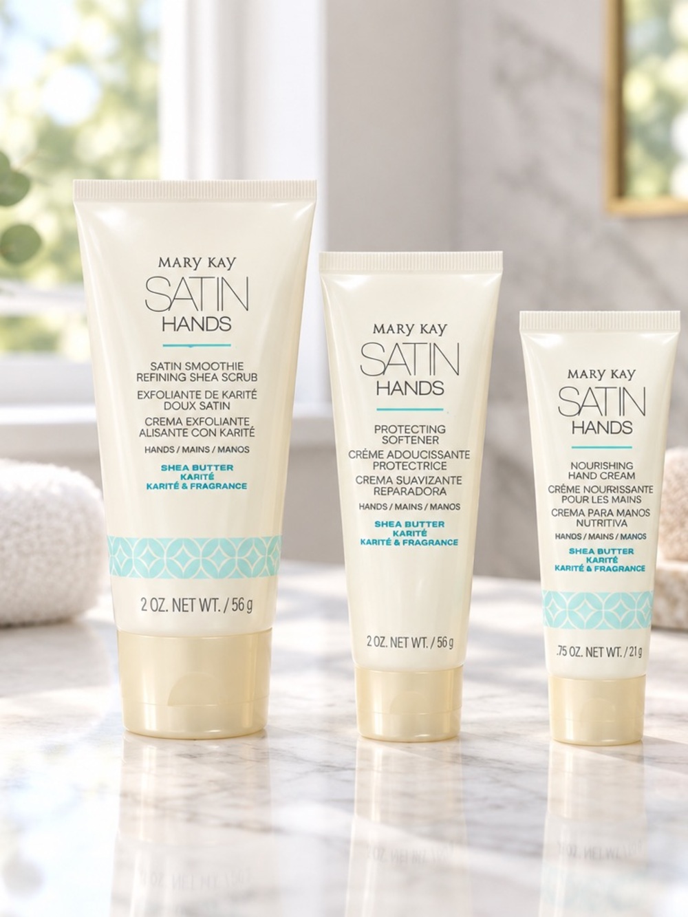 Mary Kay Satin Hands Shea Butter! Small size! Hand Scrub & lotion & Shower Buff!
